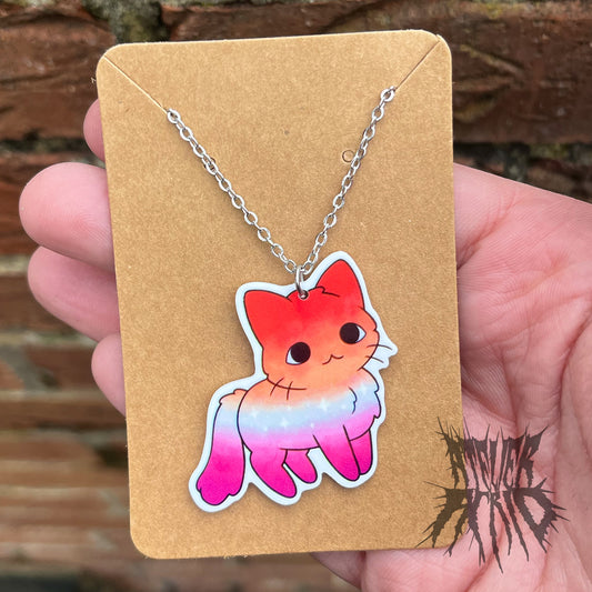 The Lesbian Pride Kitty Necklace