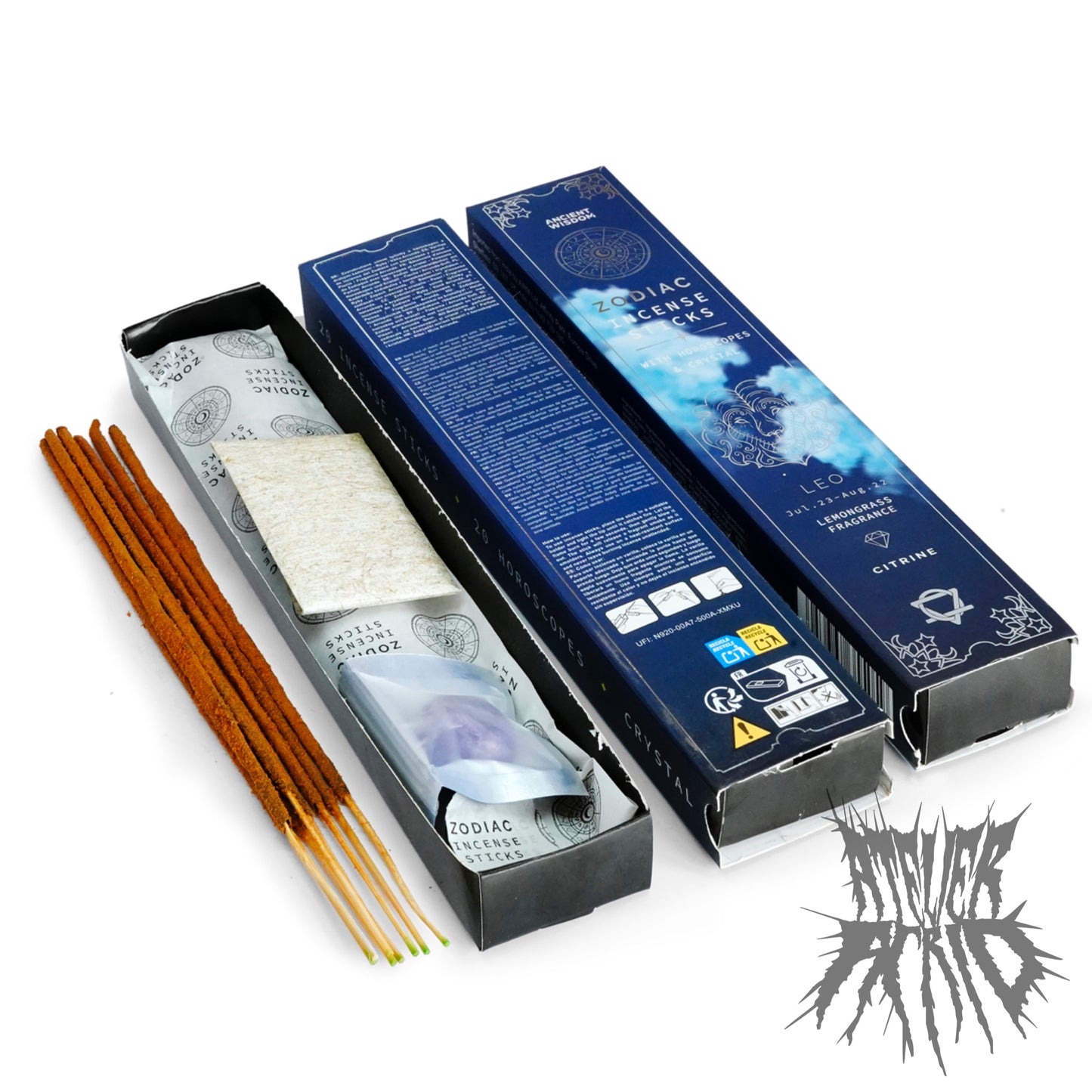Zodiac Crystal Scents Incense - Horoscope & Incense gift Set with corresponding Crystal
