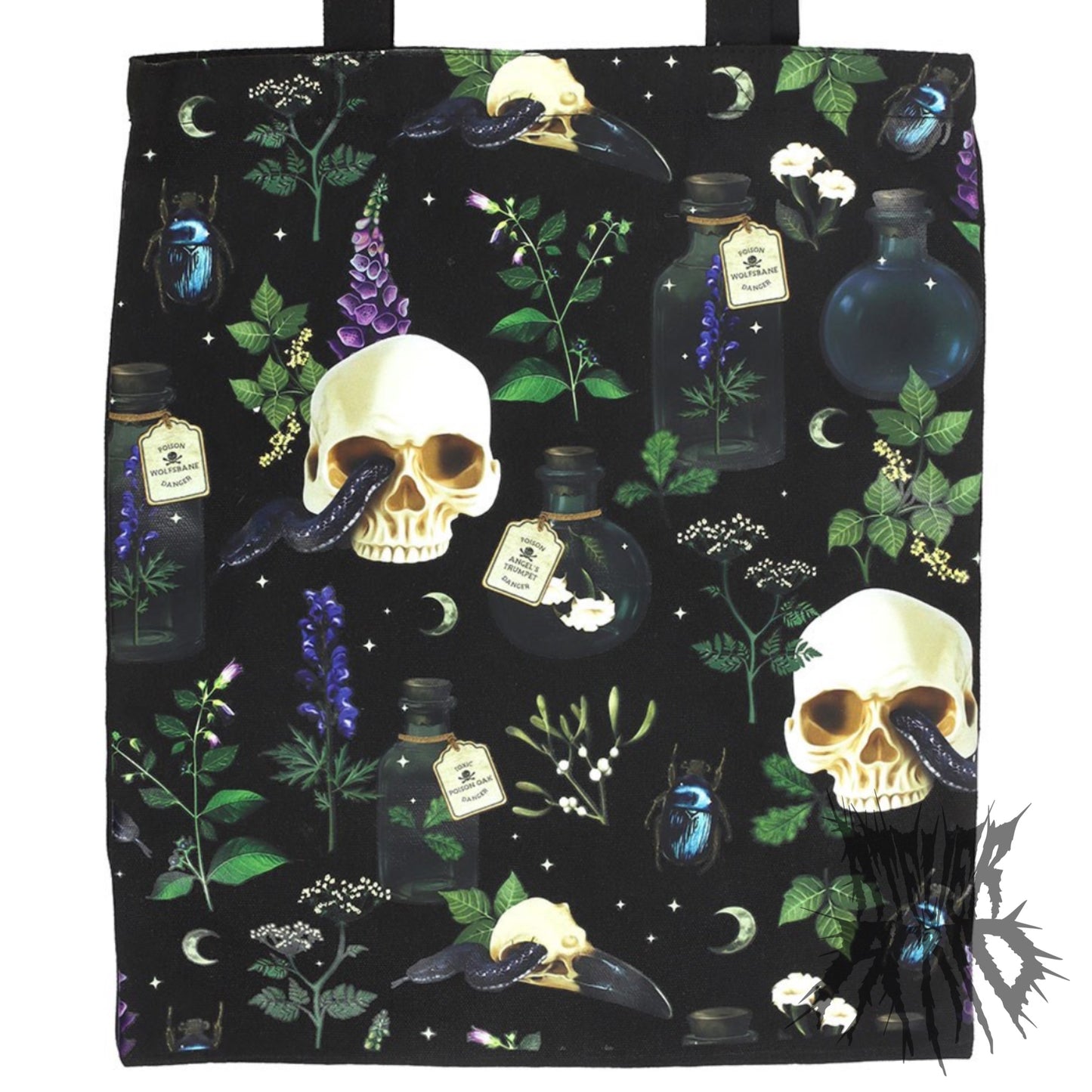 Venom & Vines Polycotton Print Tote Bag