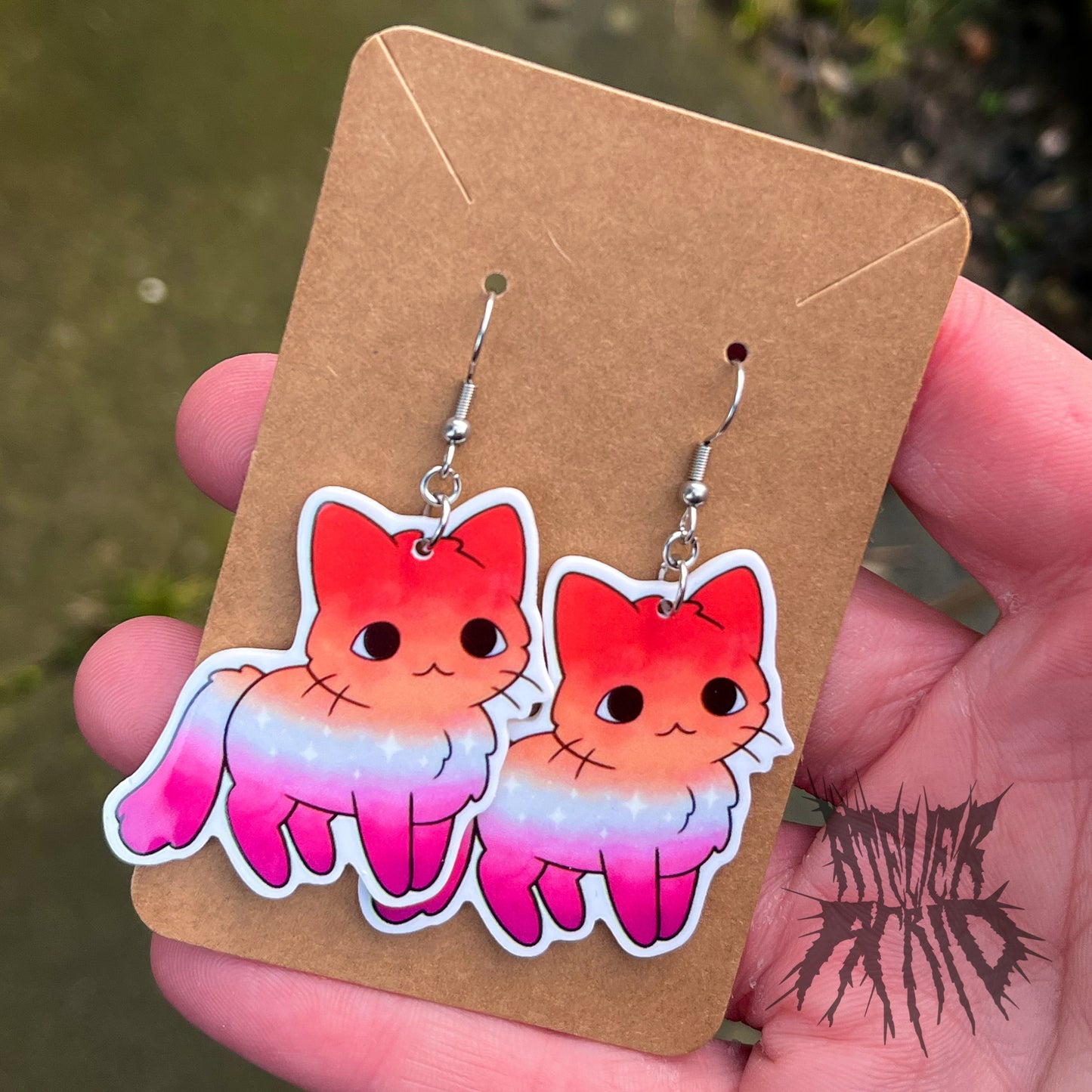 The Lesbian Pride Kitty Earrings