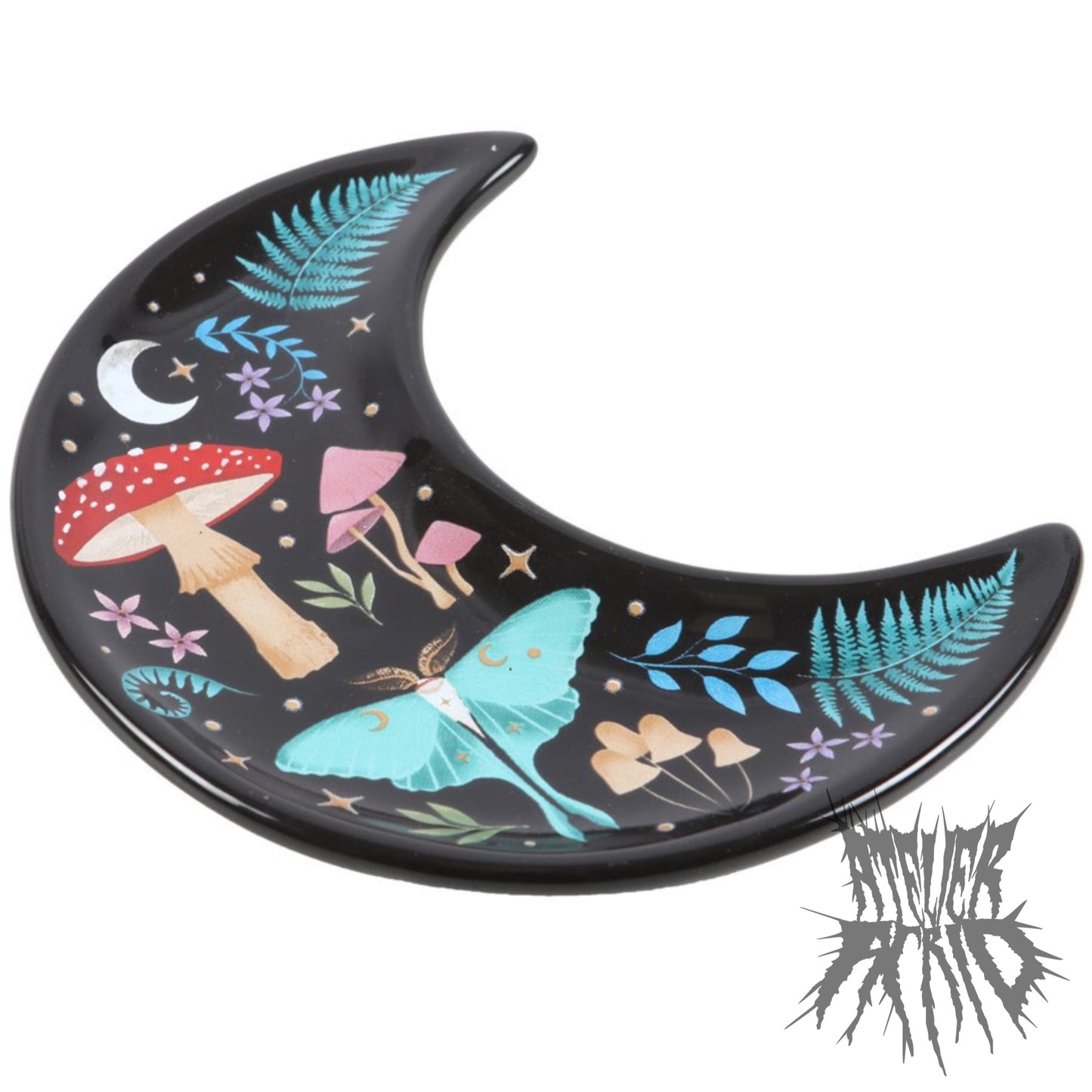 Crescent Moon Dark Forest Print Trinket Dish 12cm