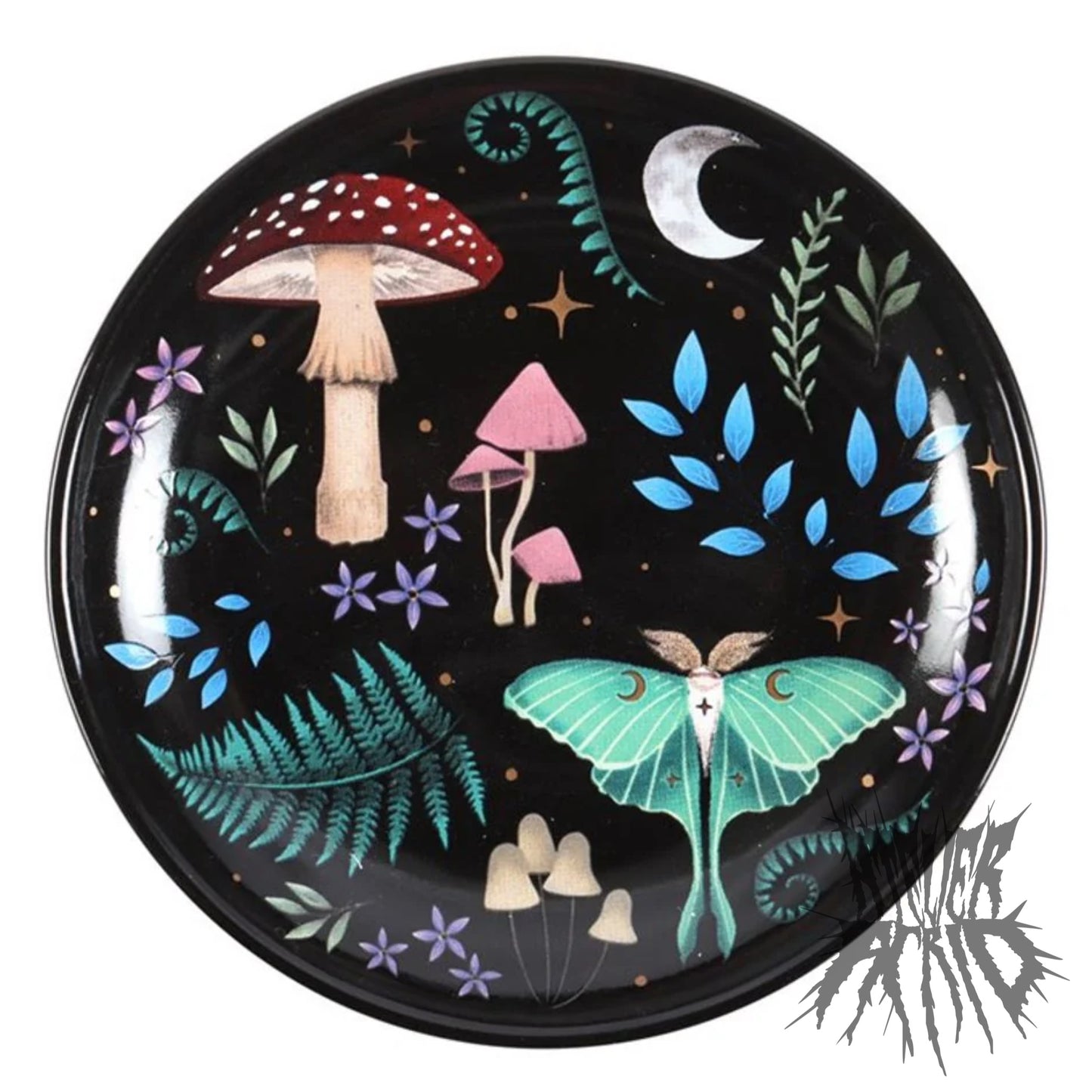 Round Dark Forest Print Trinket Dish 10.5cm