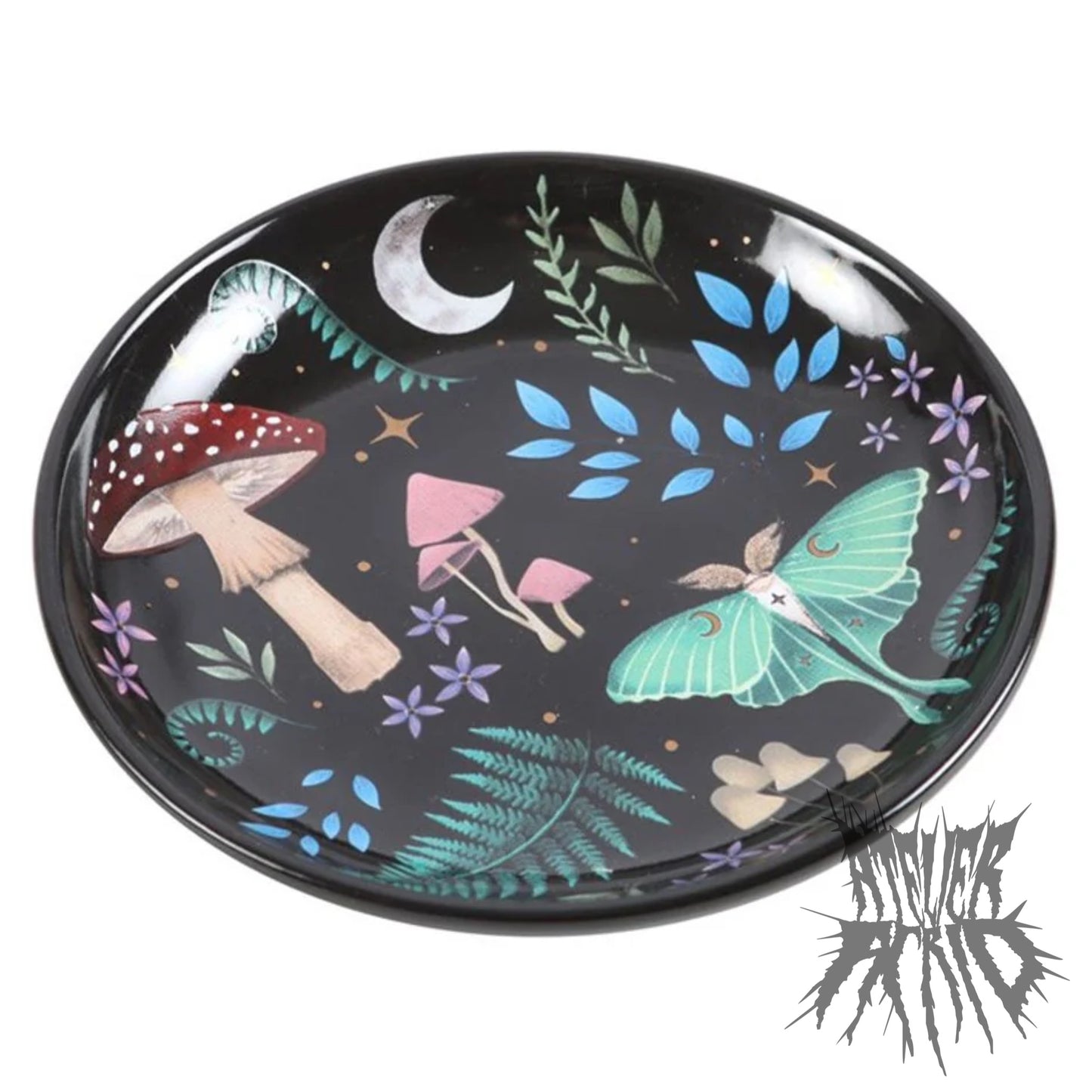 Round Dark Forest Print Trinket Dish 10.5cm