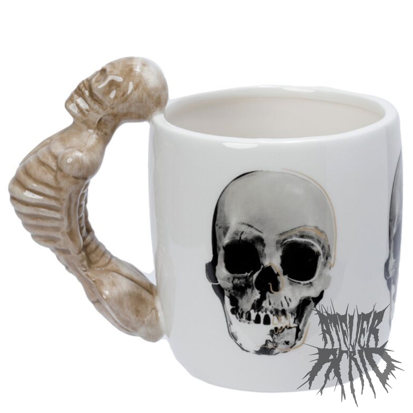 Skeleton Ceramic Shaped Handle Mug