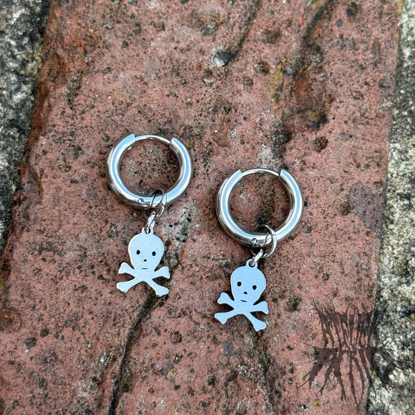 The Crossbones Hoop Earrings - Stainless Steel Hoops