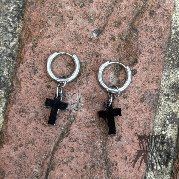 The Crucifix Hoop Earrings - Stainless Steel Hoops
