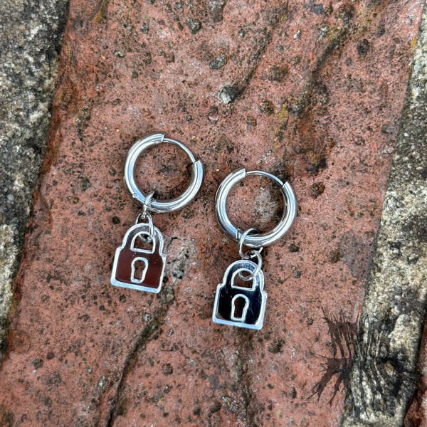 The Padlock Hoop Earrings - Stainless Steel Hoops