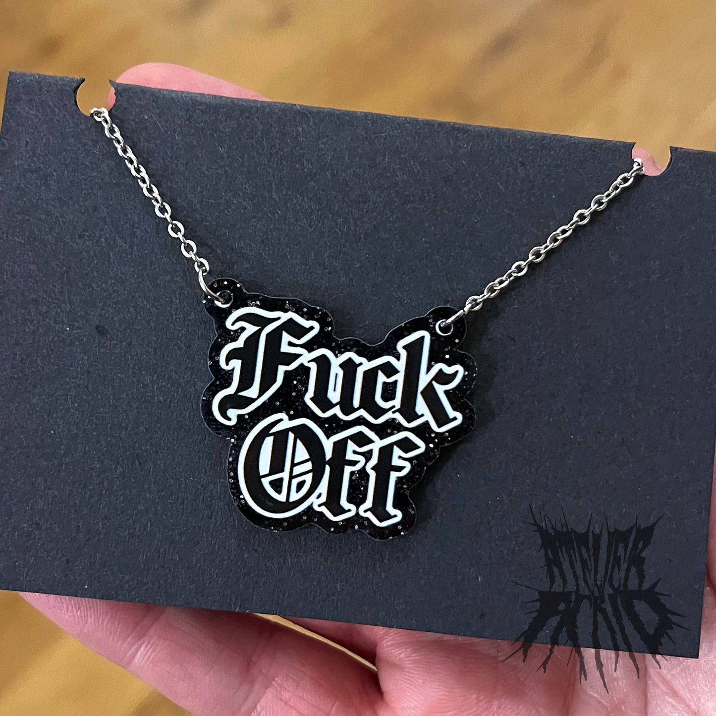 The Fu*k Off Glitter Necklace (Black)