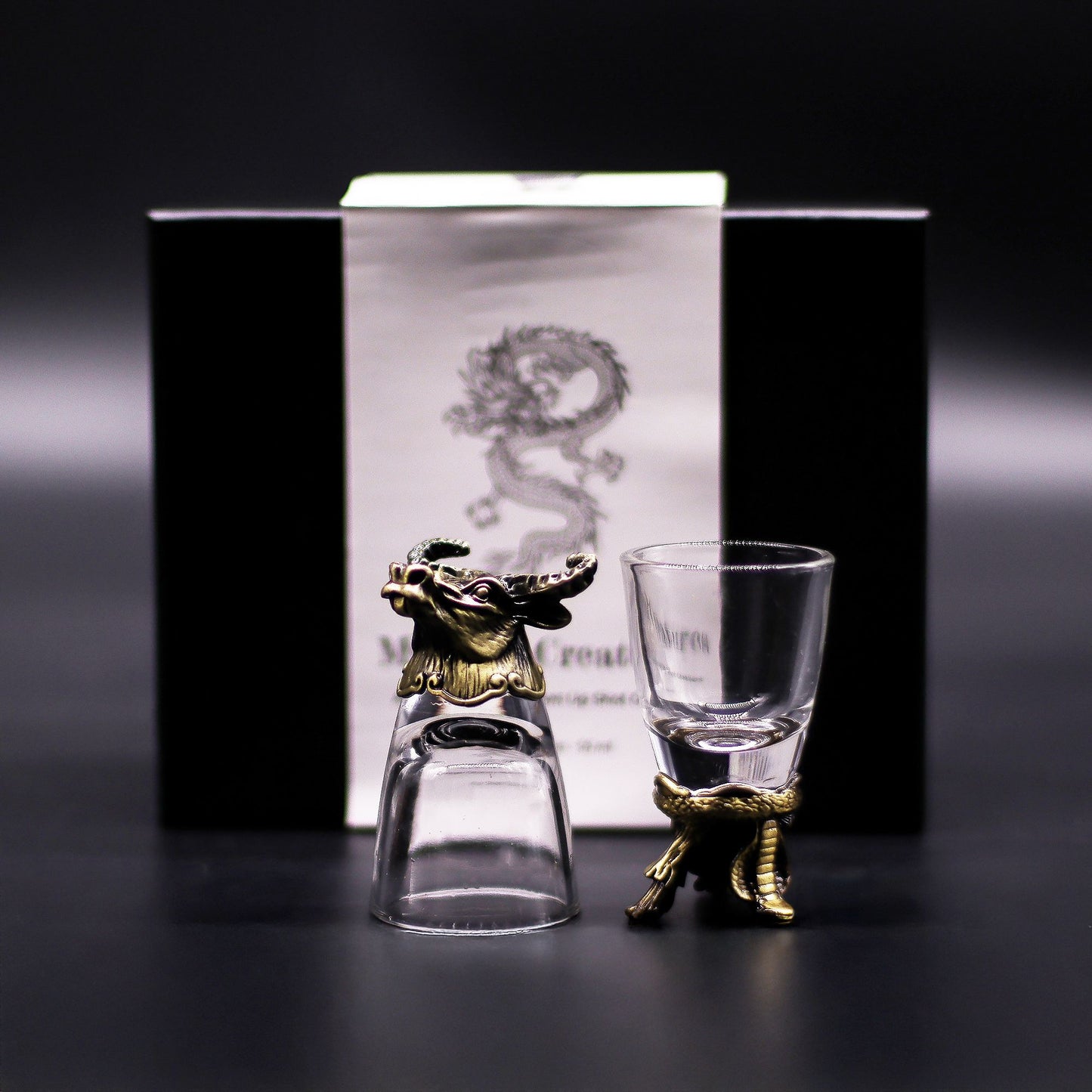 Gift Set of 6 Shot Glasses (50ml) - Mystical Creatures - Antique Bronze