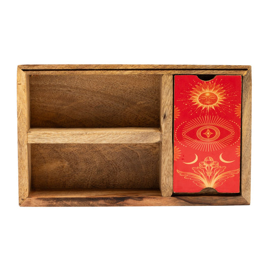 Enamelled Tarot Card Box - Three Section Tarot Box with Card Holder