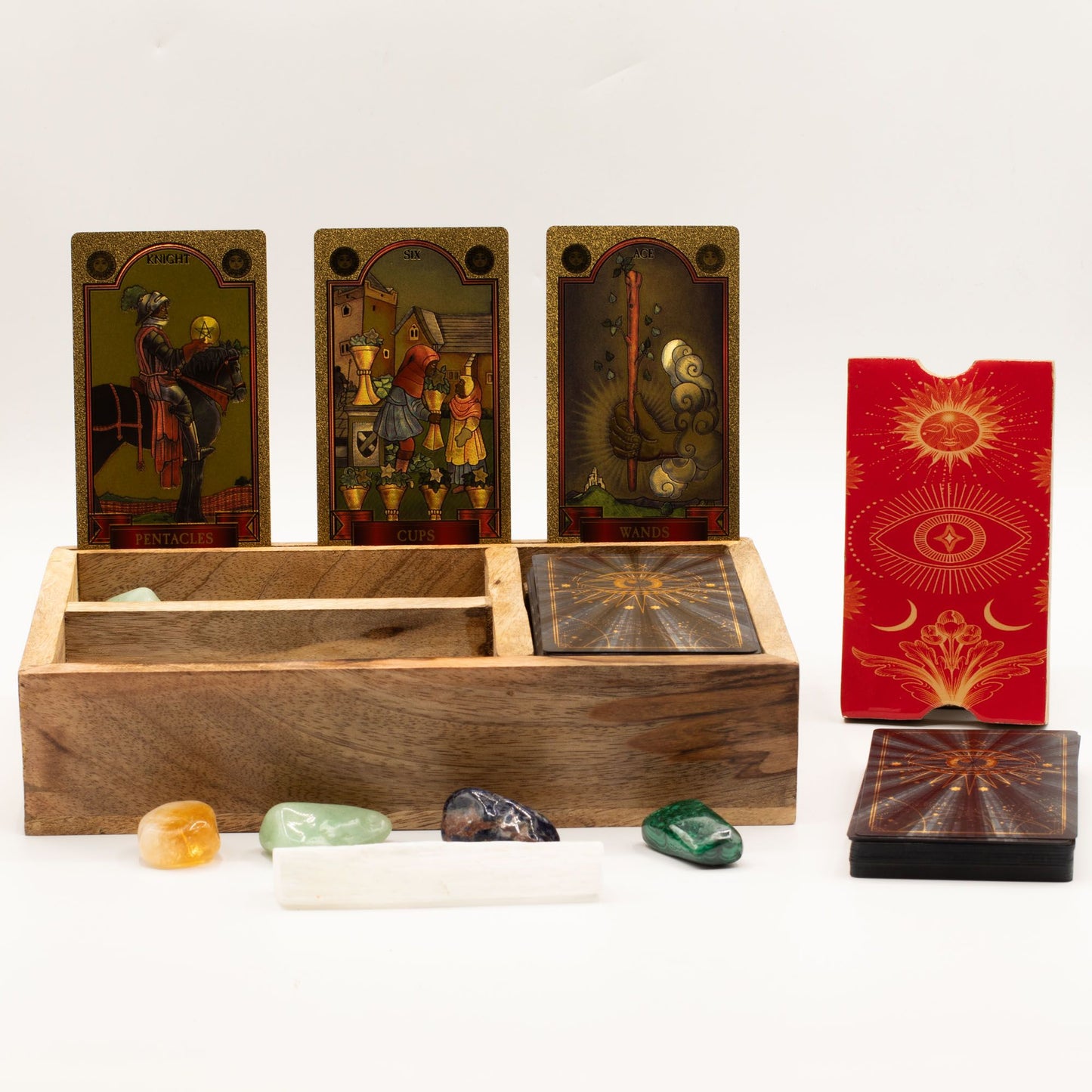 Enamelled Tarot Card Box - Three Section Tarot Box with Card Holder
