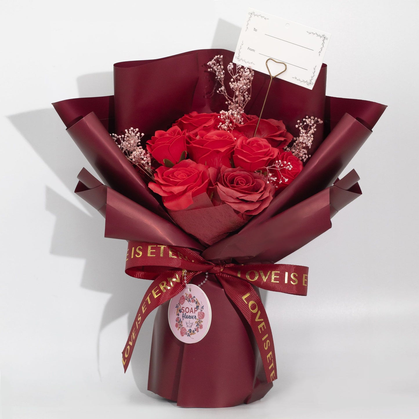 Large Red Rose Bouquet. Love is Eternal Bouquet with Gift Card
