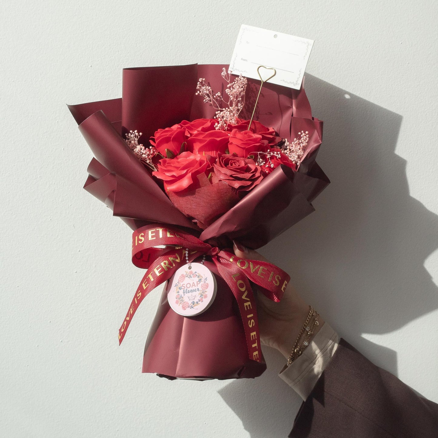 Large Red Rose Bouquet. Love is Eternal Bouquet with Gift Card