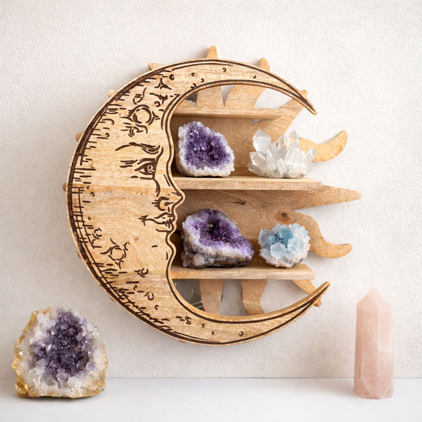 Sunrays & Moon 3 Tier Wall Shelf