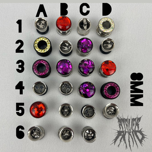 8mm Misc Surgical Steel Tunnels and Plugs