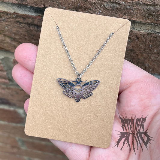 The Wing Necklace- stainless steel deaths head moth necklace