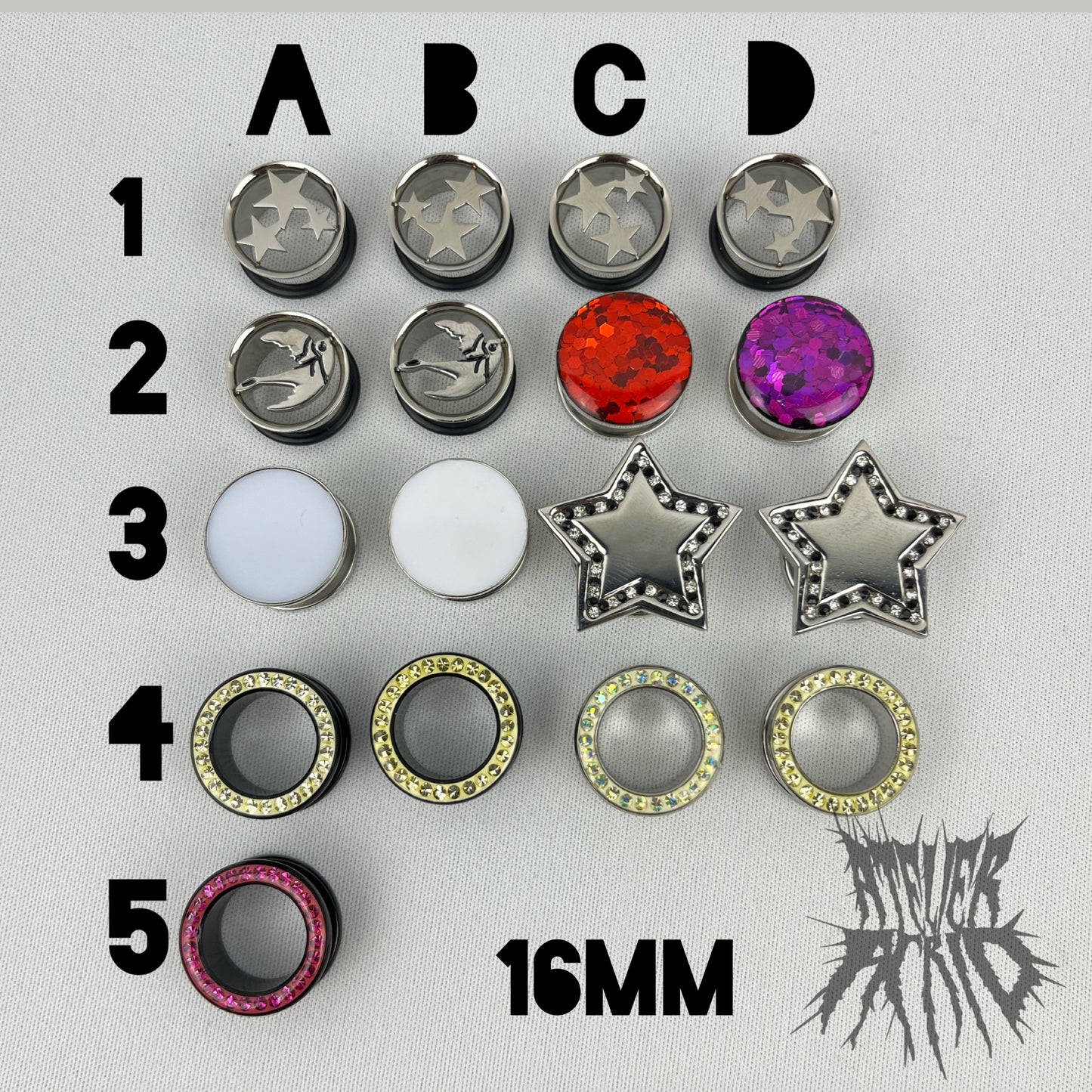 16mm Misc Surgical Steel Tunnels and Plugs