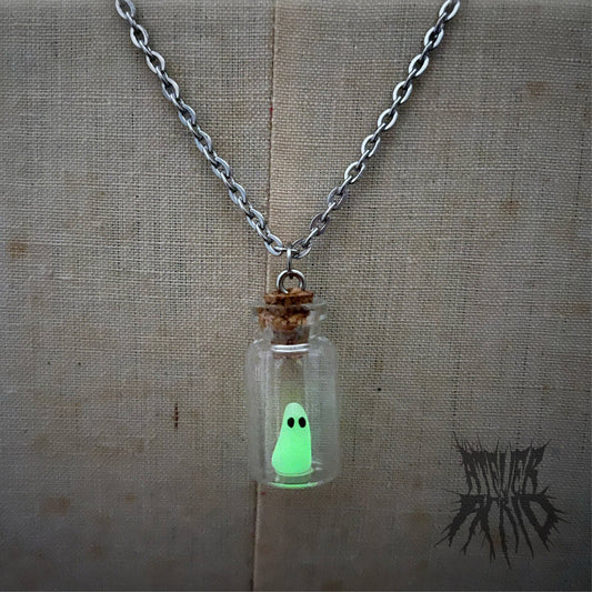 Glow in the Dark Adopt a Ghost Necklace - Cute Halloween jewellery. Pet ghost