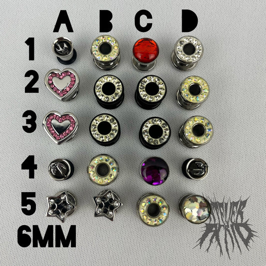 6mm Misc Surgical Steel Tunnels and Plugs