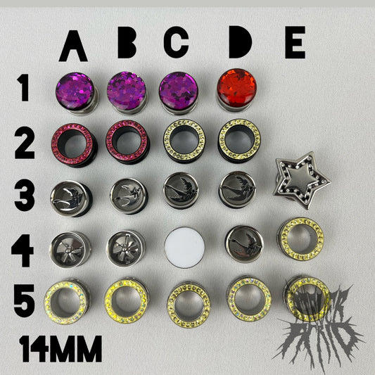 14mm Misc Surgical Steel Tunnels and Plugs