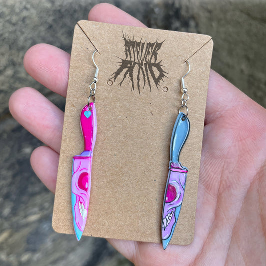 The Gash Earrings- printed knife earrings