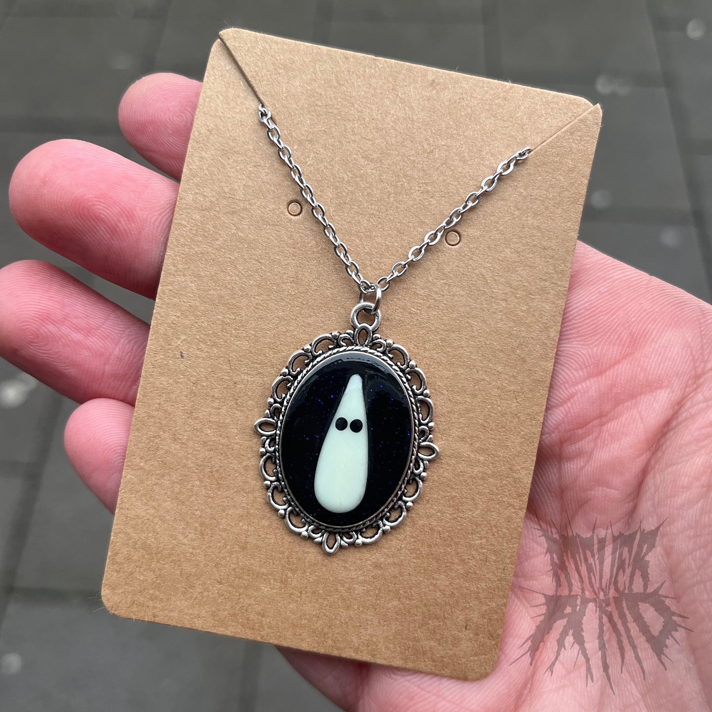 The Adopt-a-Ghost Cameo necklace. Cute ghost necklace. Gothic gift