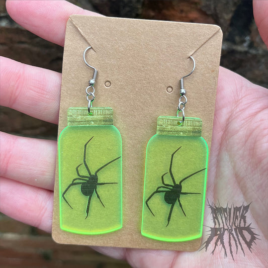 The Specimen Earrings- spider in a jar earrings (neon)