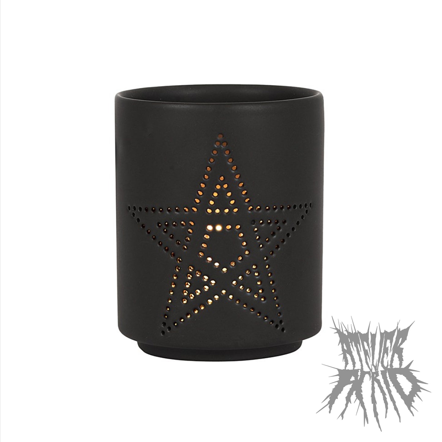 The Pentagram Candle Holder - Black cut out tea light holder