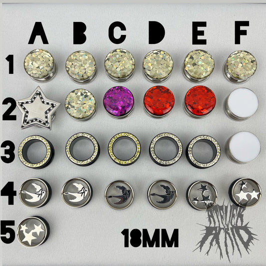 18mm Misc Surgical Steel Tunnels and Plugs