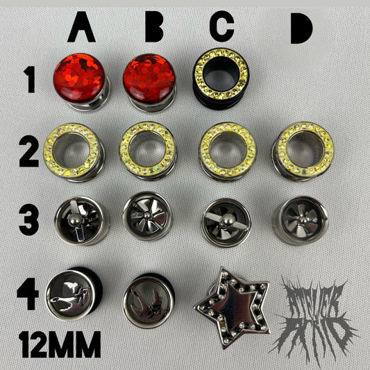 12mm Misc Surgical Steel Tunnels and Plugs