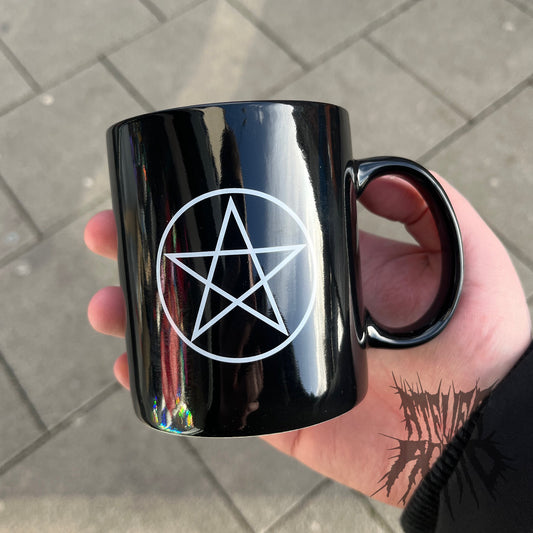 The Black Magic Mug- Black Pentagram Mug