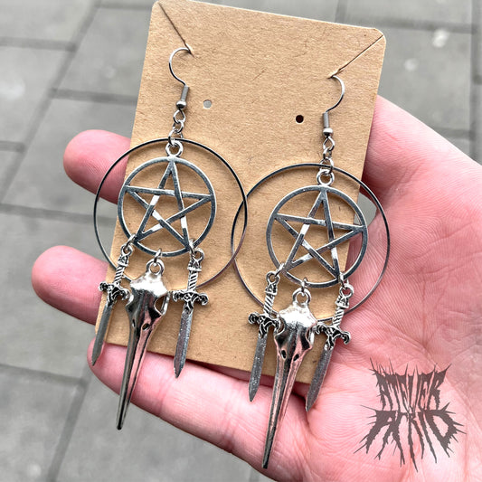 The Morrigan Earrings- statement pentagram earrings