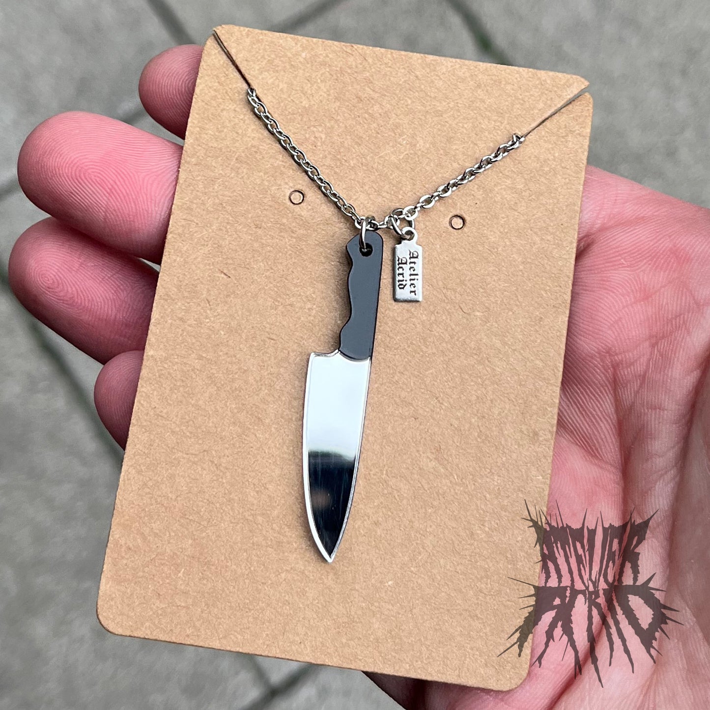 The Assailant Necklace- Laser cut mirror acrylic knife necklace