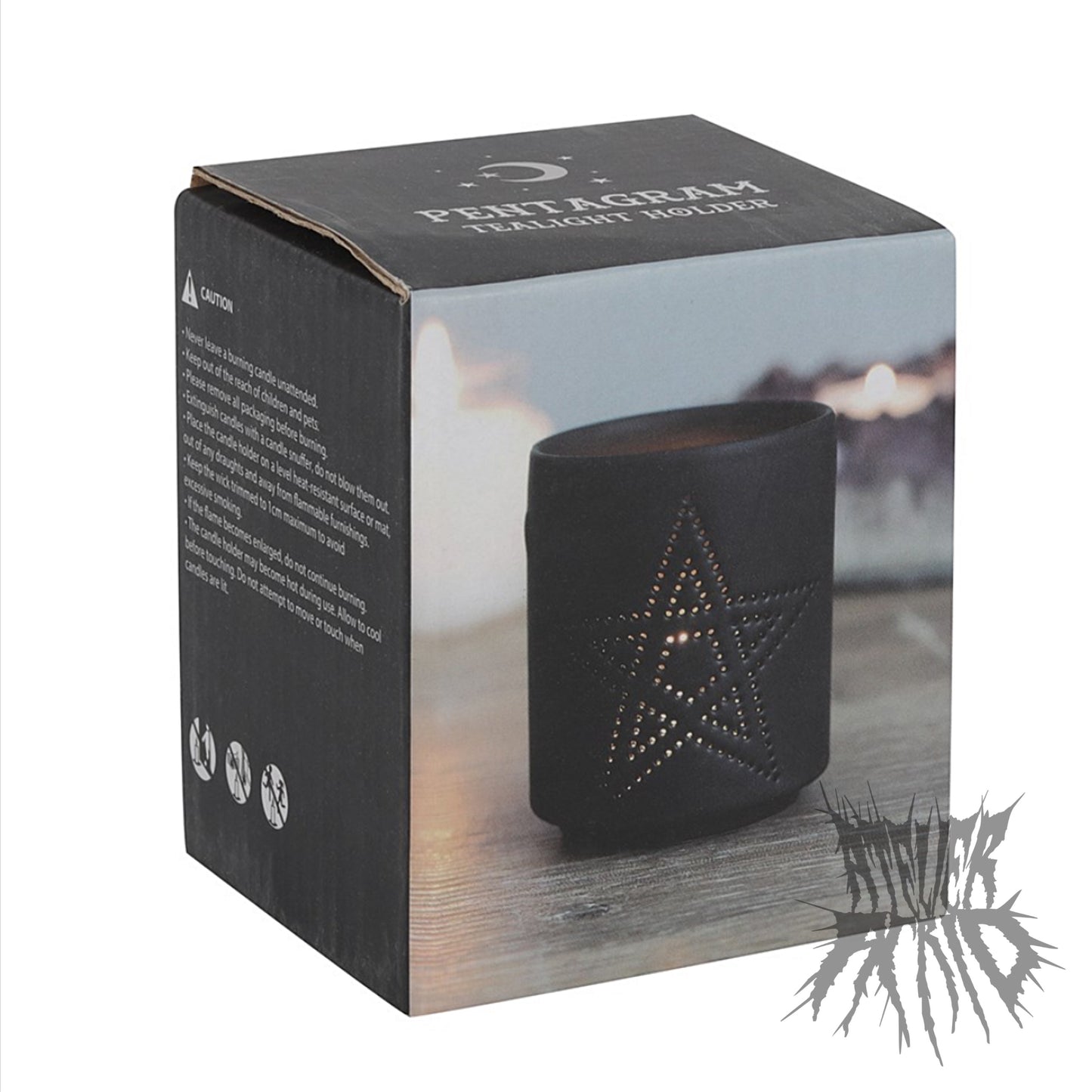 The Pentagram Candle Holder - Black cut out tea light holder